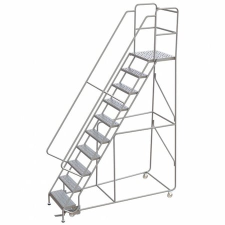 11 ft H Aluminum Rolling Ladder, 10 Steps, 350 lb Load Capacity MPN:WLAR110246-D4