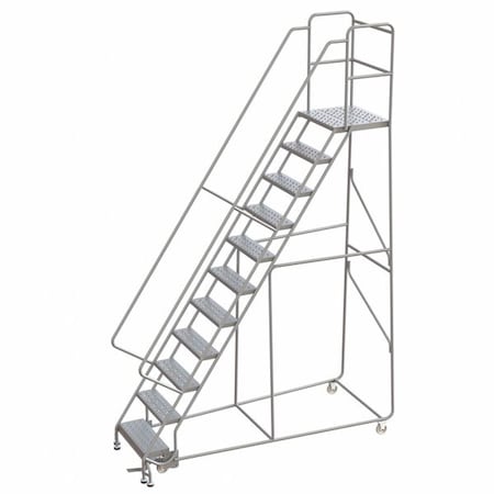 11.8 ft H Aluminum Rolling Ladder, 11 Steps, 350 lb Load Capacity MPN:WLAR111246-D4