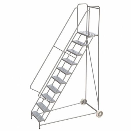 11 ft H Aluminum Wheelbarrow Ladder, 10 Steps, 350 lb Load Capacity MPN:WLARTR110246