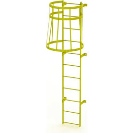 Ballymore 13 Step Steel Caged Fixed Access Ladder Yellow KDFC1113-Y