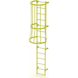 Ballymore 14 Step Steel Caged Fixed Access Ladder Yellow KDFC1114-Y