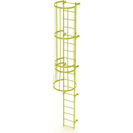 Ballymore 18 Step Steel Caged Fixed Access Ladder Yellow KDFC1118-Y