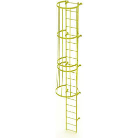 Ballymore 19 Step Steel Caged Fixed Access Ladder Yellow KDFC1119-Y