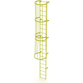 Ballymore 20 Step Steel Caged Fixed Access Ladder Yellow KDFC1120-Y