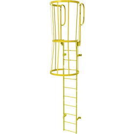 Ballymore 11 Step Steel Caged Walk Through Fixed Access Ladder Yellow KDFC1211-Y
