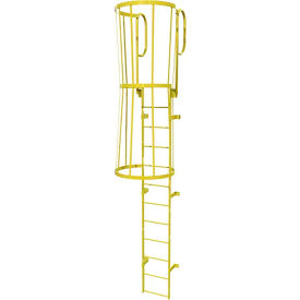 Ballymore 12 Step Steel Caged Walk Through Fixed Access Ladder Yellow KDFC1212-Y