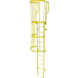 Ballymore 13 Step Steel Caged Walk Through Fixed Access Ladder Yellow KDFC1213-Y