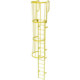 Ballymore 15 Step Steel Caged Walk Through Fixed Access Ladder Yellow KDFC1215-Y