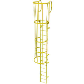 Ballymore 16 Step Steel Caged Walk Through Fixed Access Ladder Yellow KDFC1216-Y