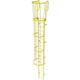 Ballymore 19 Step Steel Caged Walk Through Fixed Access Ladder Yellow KDFC1219-Y