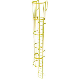 Ballymore 21 Step Steel Caged Walk Through Fixed Access Ladder Yellow KDFC1221-Y