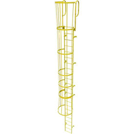 Ballymore 23 Step Steel Caged Walk Through Fixed Access Ladder Yellow KDFC1223-Y