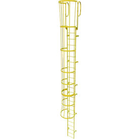 Ballymore 24 Step Steel Caged Walk Through Fixed Access Ladder Yellow KDFC1224-Y