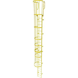 Ballymore 25 Step Steel Caged Walk Through Fixed Access Ladder Yellow KDFC1225-Y