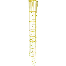 Ballymore 26 Step Steel Caged Walk Through Fixed Access Ladder Yellow KDFC1226-Y