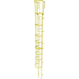 Ballymore 28 Step Steel Caged Walk Through Fixed Access Ladder Yellow KDFC1228-Y