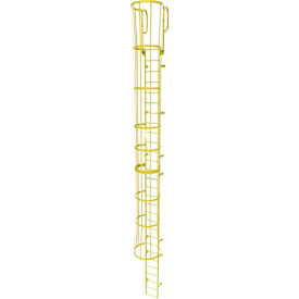 Ballymore 29 Step Steel Caged Walk Through Fixed Access Ladder Yellow KDFC1229-Y