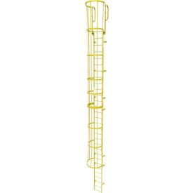 Ballymore 30 Step Steel Caged Walk Through Fixed Access Ladder Yellow KDFC1230-Y