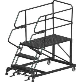 3 Step Heavy Duty Steel Mobile Work Platform W/ Handrails - 36