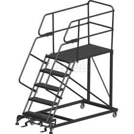 5 Step Heavy Duty Steel Mobile Work Platform W/ Handrails - 36