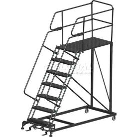 7 Step Heavy Duty Steel Mobile Work Platform W/ Handrails - 36