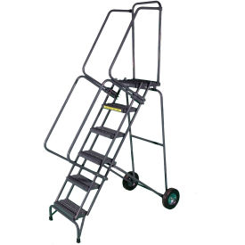 7 Step Steel Fold-N-Store Rolling Ladder Perforated Tread - FAWL-7P FAWL-7P