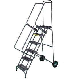 9 Step Steel Fold-N-Store Rolling Ladder Expanded Tread - FAWL-9X FAWL-9X