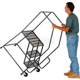 3 Step Steel Tilt & Roll Ladder Serrated Grating - HL-3NS-G HL-3NS-G