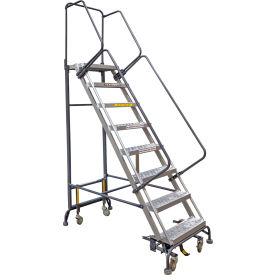 Ballymore 8-Step Narrow Hybrid Rolling Safety Ladder 450 lb. Capacity HY-LA-082414P