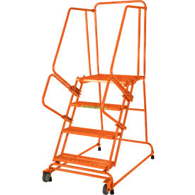 Ballymore 2 Step Steel Orange Tilt And Roll Ladder with Serrated Grating - TR-2-G-O TR-2-G-O