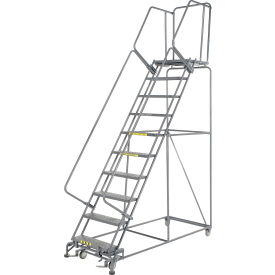 Ballymore Steel Perforated 10-Step Rolling Ladder Gray 32