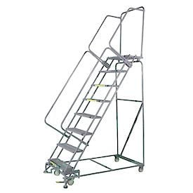 8 Step Stainless Steel Rolling Safety Ladder 24