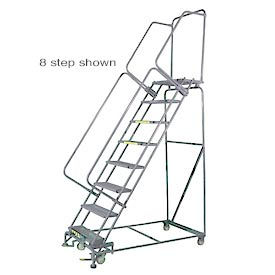 11 Step Stainless Steel Rolling Safety Ladder 24