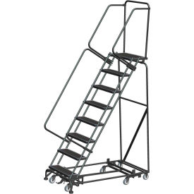 8 Step Steel All-Directional Safety Rolling Ladder Weight Actuated Lock 16