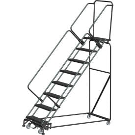 8 Step Steel Safety Stairway Slope Rolling Ladder Weight Actuated Lock 16