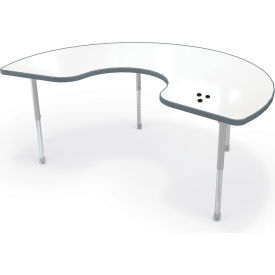 MooreCo™ Hierarchy Activity Kidney Table Porcelain Steel Top Platinum Legs 59079-66692-PORC-CHAR
