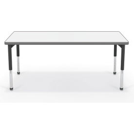MooreCo™ Hierarchy Activity Rectangle Table Porcelain Steel Top Black Legs 70524