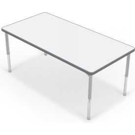 MooreCo™ Hierarchy Activity Rectangle Table Porcelain Steel Top Platinum Legs 70525