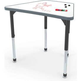 MooreCo™ Hierarchy Beam Desk Porcelain Steel Top Platinum Legs (Youth Height) Charcoal Edge 59077-66691-PORC-CHAR