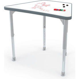 MooreCo™ Hierarchy Beam Desk Porcelain Steel Top Platinum Legs Charcoal Edge 59077-66692-PORC-CHAR