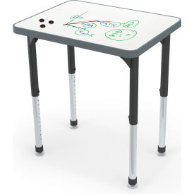 MooreCo™ Porcelain Hierarchy Desk Porcelain Steel Top Platinum Legs (Youth Height) Charcoal 59078-66691-PORC-CHAR