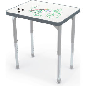 MooreCo™ Porcelain Hierarchy Desk Porcelain Steel Top Platinum Legs Charcoal 59078-66692-PORC-CHAR