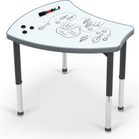 MooreCo™ Hierarchy Standard Shapes Desk Porcelain Steel Top Black Legs 70522