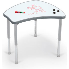 MooreCo™ Hierarchy Standard Shapes Desk Porcelain Steel Top Platinum Legs Charcoal 70523