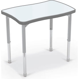 MooreCo™ Hierarchy Creator Rectangle Desk Porcelain Steel Top Platinum Legs Charcoal 70529