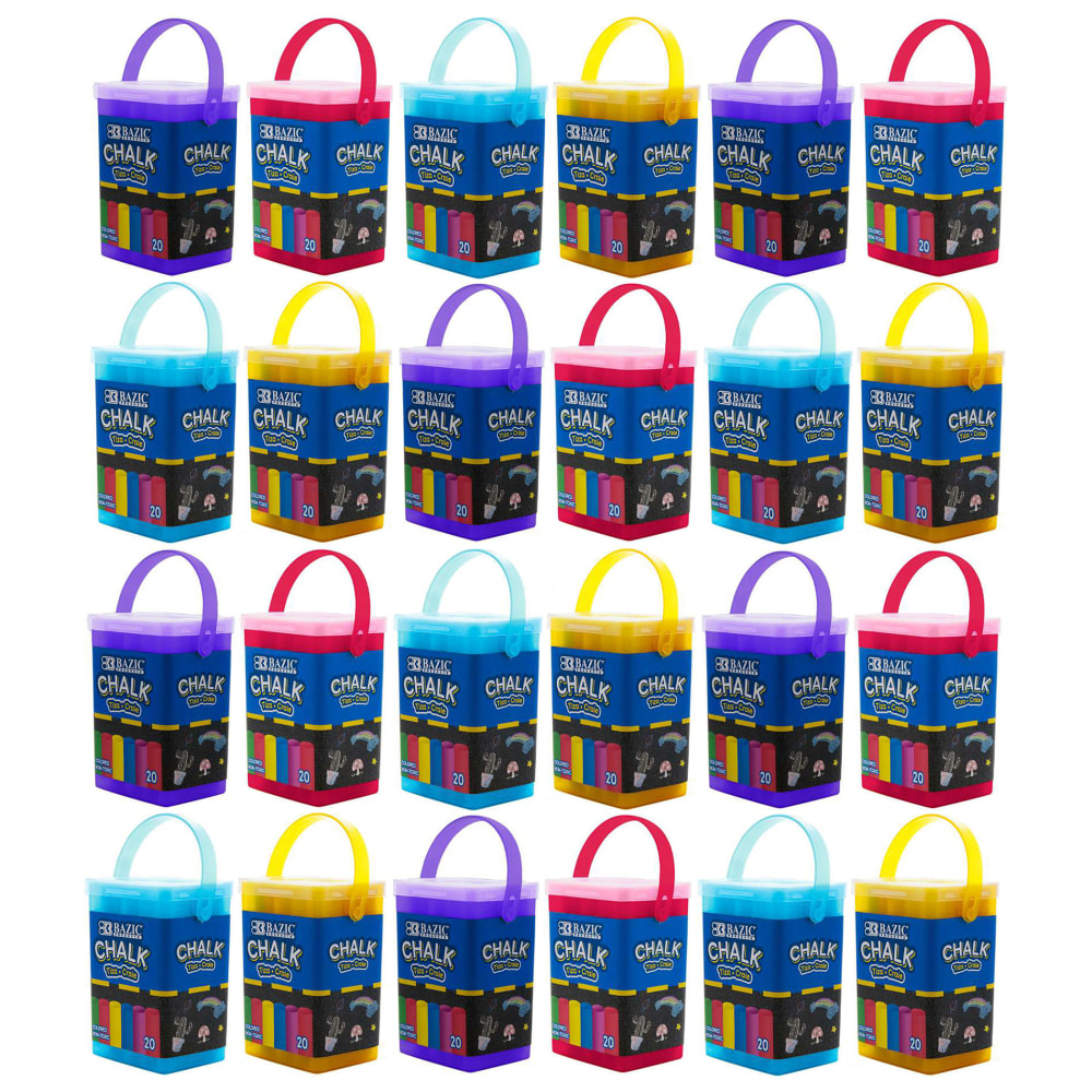 BAZIC Products Chalk Buckets, Assorted Colors, 20 Chalk Per Bucket, Set Of 24 Buckets MPN:BAZ2404-24