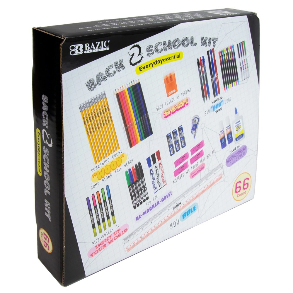 BAZIC Products Back To School Kit, Set Of 66 Pieces MPN:BAZ8000