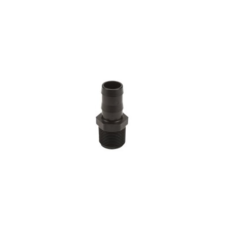 Barbed Hose Fitting, For 1 in Hose I.D., Hose Barb x NPT, 1 in x 1 in Fitting Size, Hex, Rigid MPN:HB100