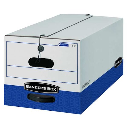File Box, Corrugated Fiberboard, 12 in W, 24 in D, 10 in H, String & Button Closure, Blue, White MPN:00011
