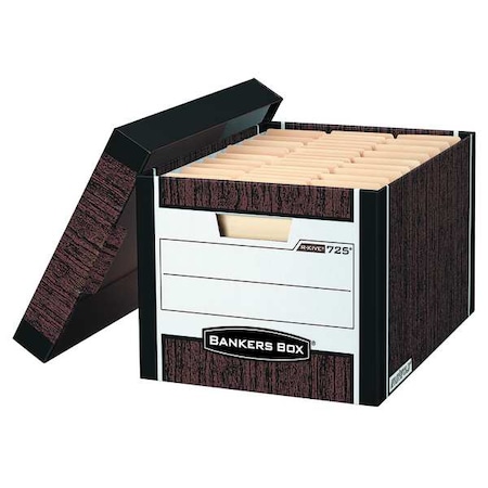File Box, Corrugated Fiberboard, 12 in W, 15 in D, 10 in H, Lift-Off Locking Lid Closure, Brown MPN:00725